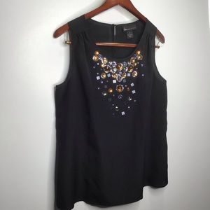 LANE BRYANT Amber Beads Sequins black tank top blouse women’s plus size 14